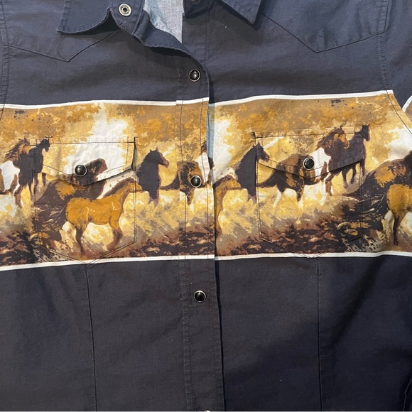 Vintage Roper Horse Print Western Cotton Long Sleeve Snap Button Shirt, Sz M - Picture 12 of 12